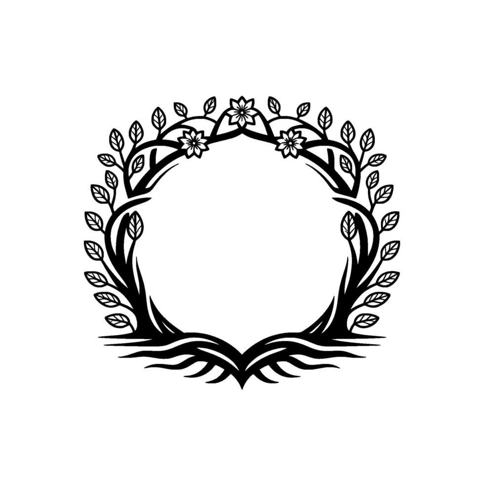 Elegant Botanical Wreath, Minimalist - Branches vector
