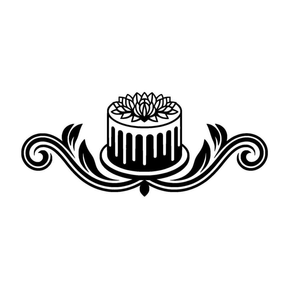 Elegant Lotus Cake Emblem, Vintage vector