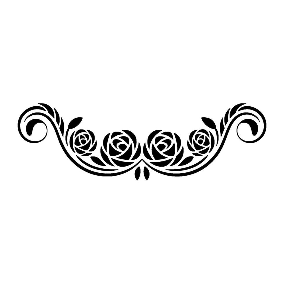 Elegant Floral Border, Vintage, Black and White, Roses vector