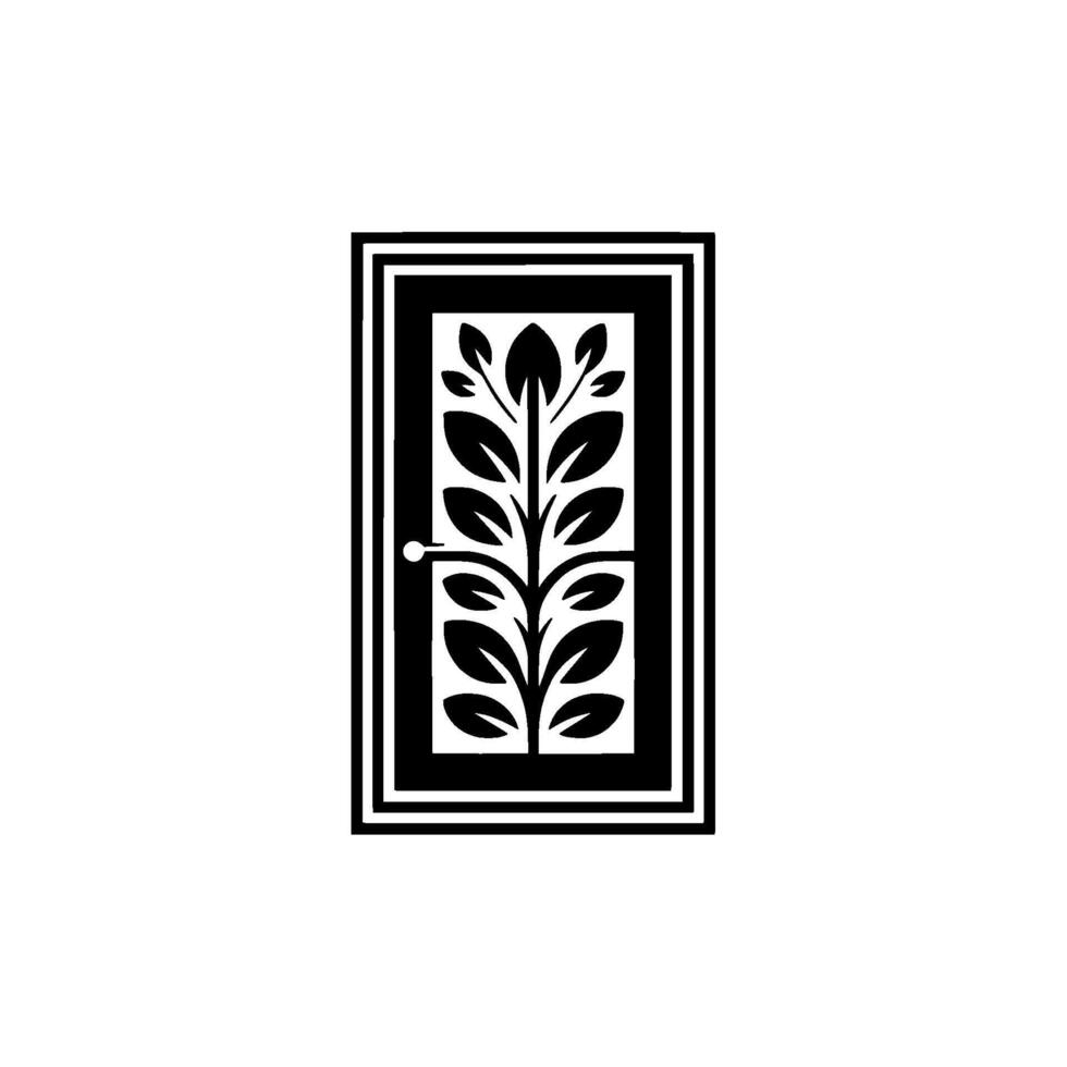 Stylized Doorway, Botanical Motif, Minimalist vector