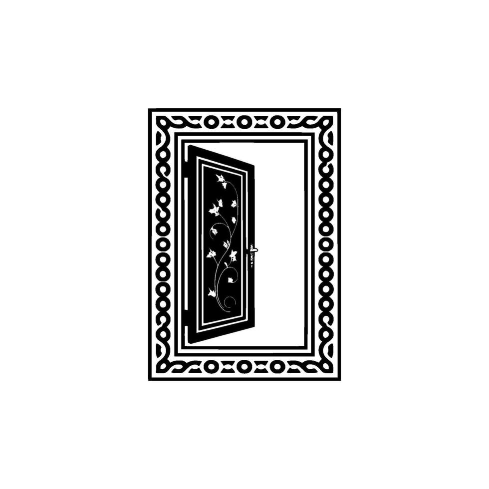 Stylized Black Doorway, Ornamental Frame, Portal Motif vector