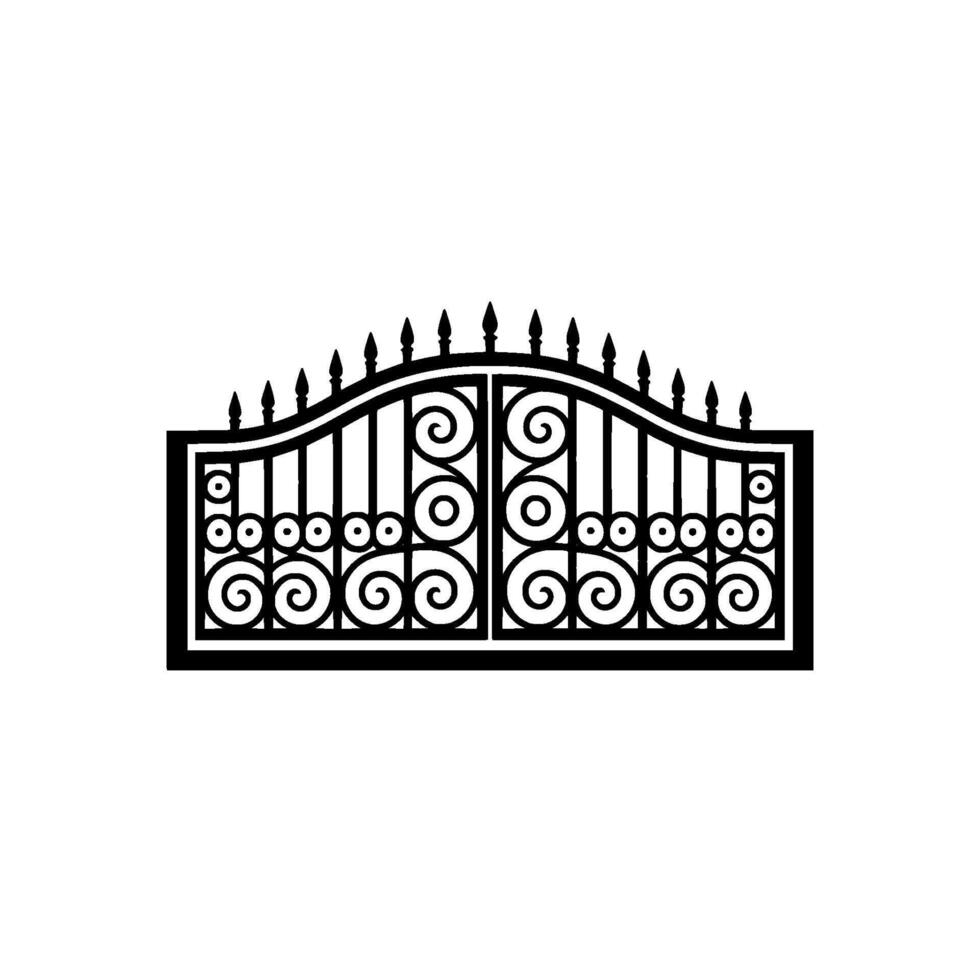 Elegant Black Iron Gate Silhouette, Shadow Play vector