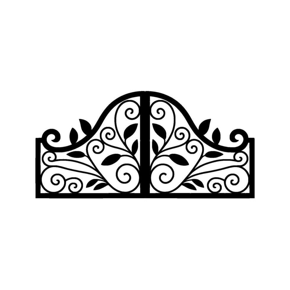 Elegant Black Iron Scroll Gate Ornament, Vintage vector