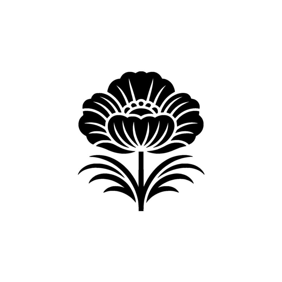 Stylized Black Floral Emblem, Minimalist vector