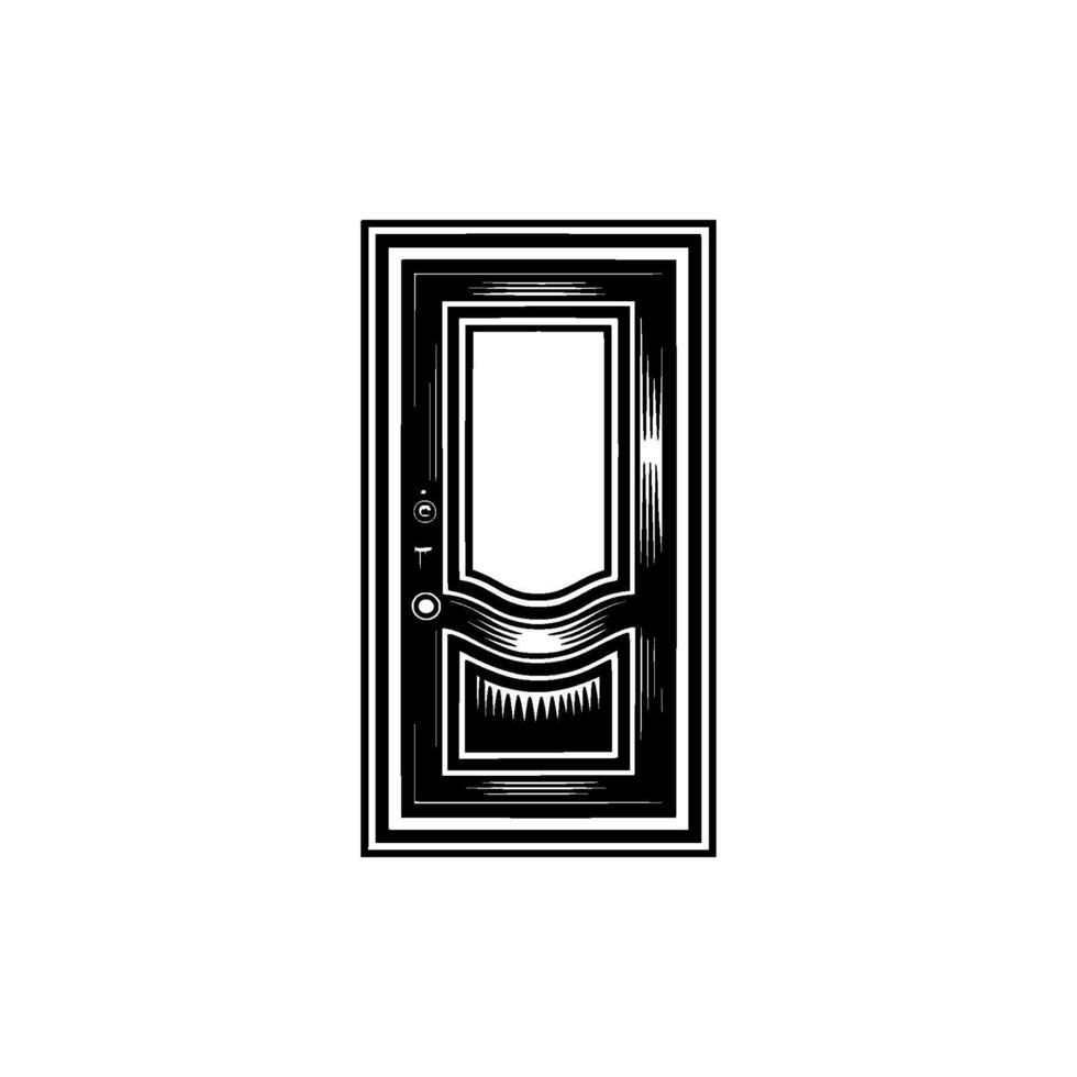 Geometric Doorway, Minimalist Black White Illustration vector