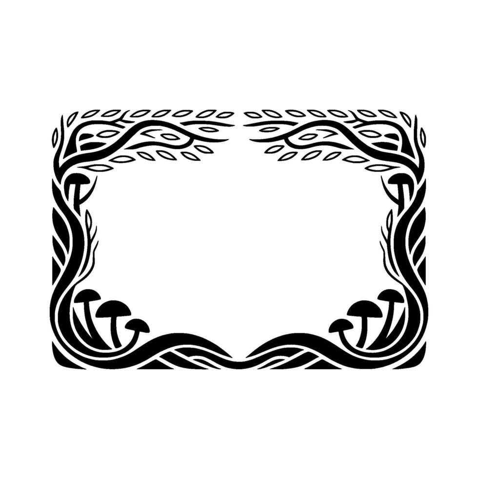 Stylized Forest Frame, Organic Border, Vintage Illustration vector