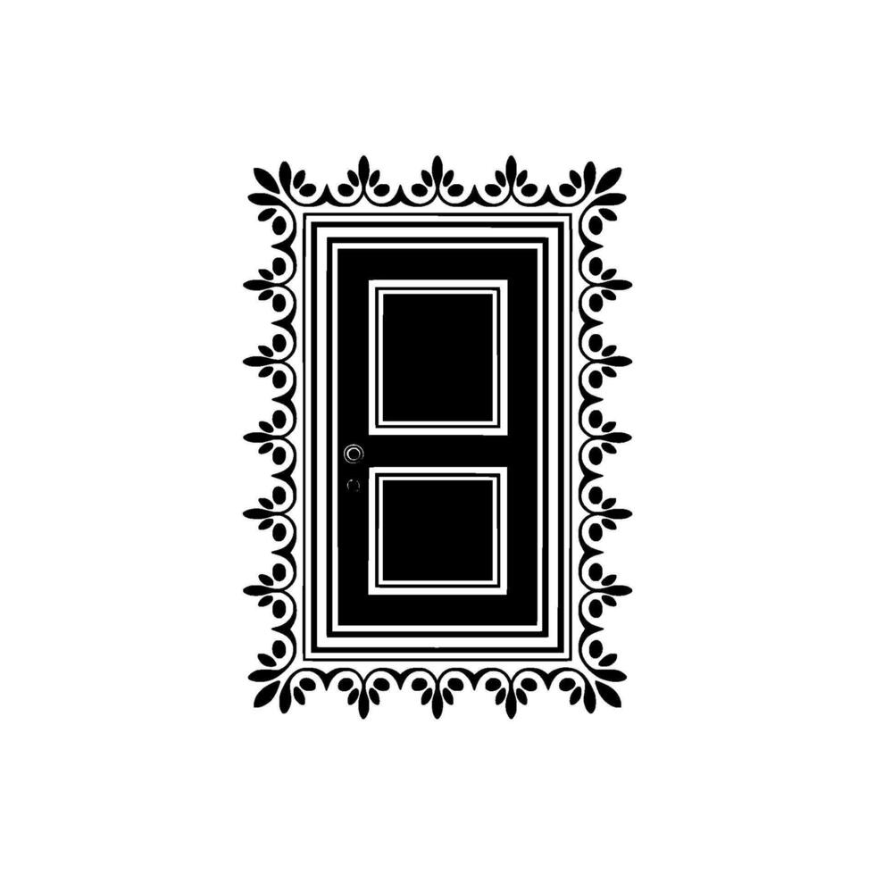 Ornate Black Door, Vintage Frame, Mysterious Portal vector