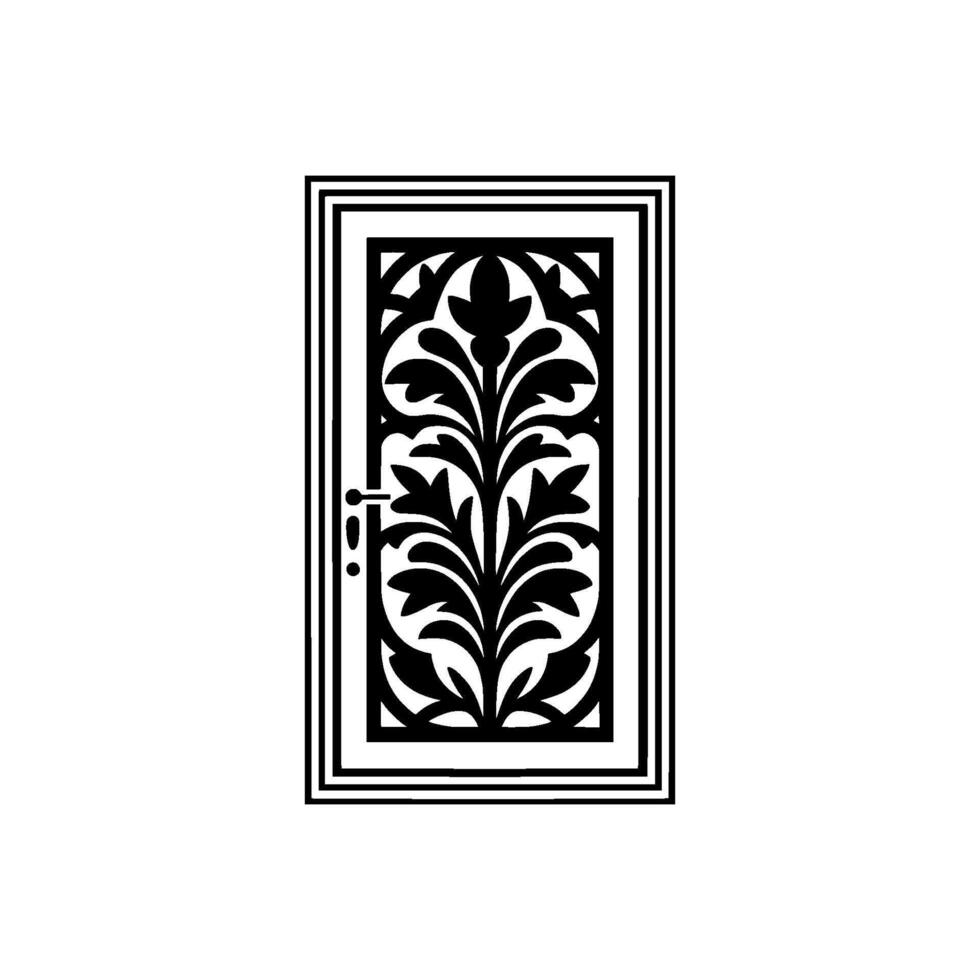 Intricate Black White Doorway, Ornamental vector