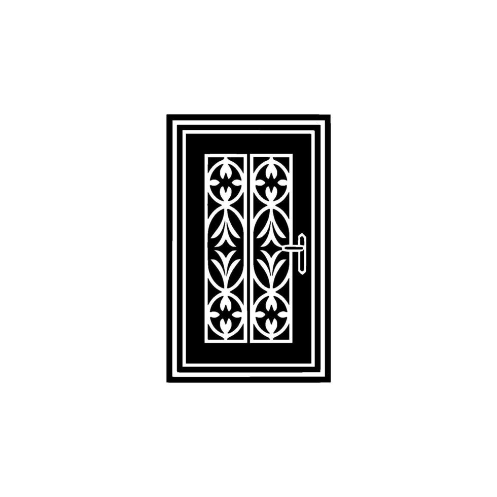 Intricate Black Door, Geometric Ornamentation, Minimalist vector