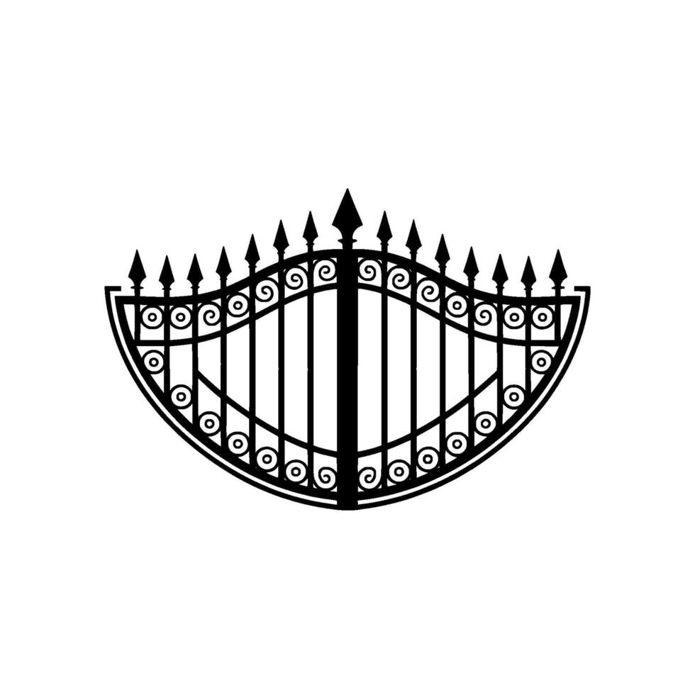 Intricate Black Iron Gate, Gothic Style, Symbolic Barrier vector