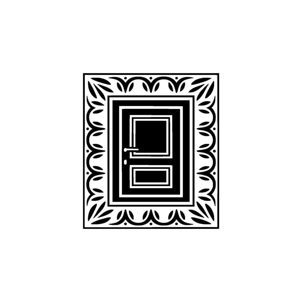 Ornate Doorway Emblem, Vintage Illustration, Symbolic Entry vector