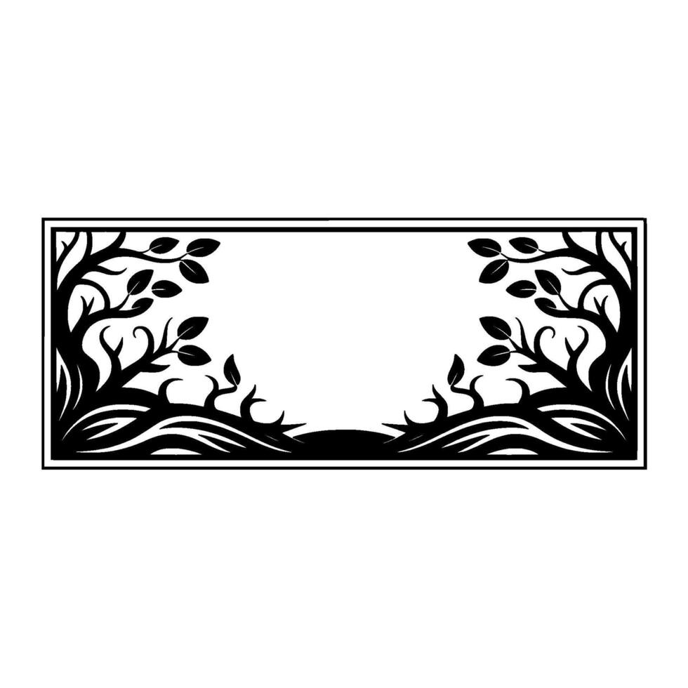 Elegant Botanical Frame, Minimalist - Silhouette vector