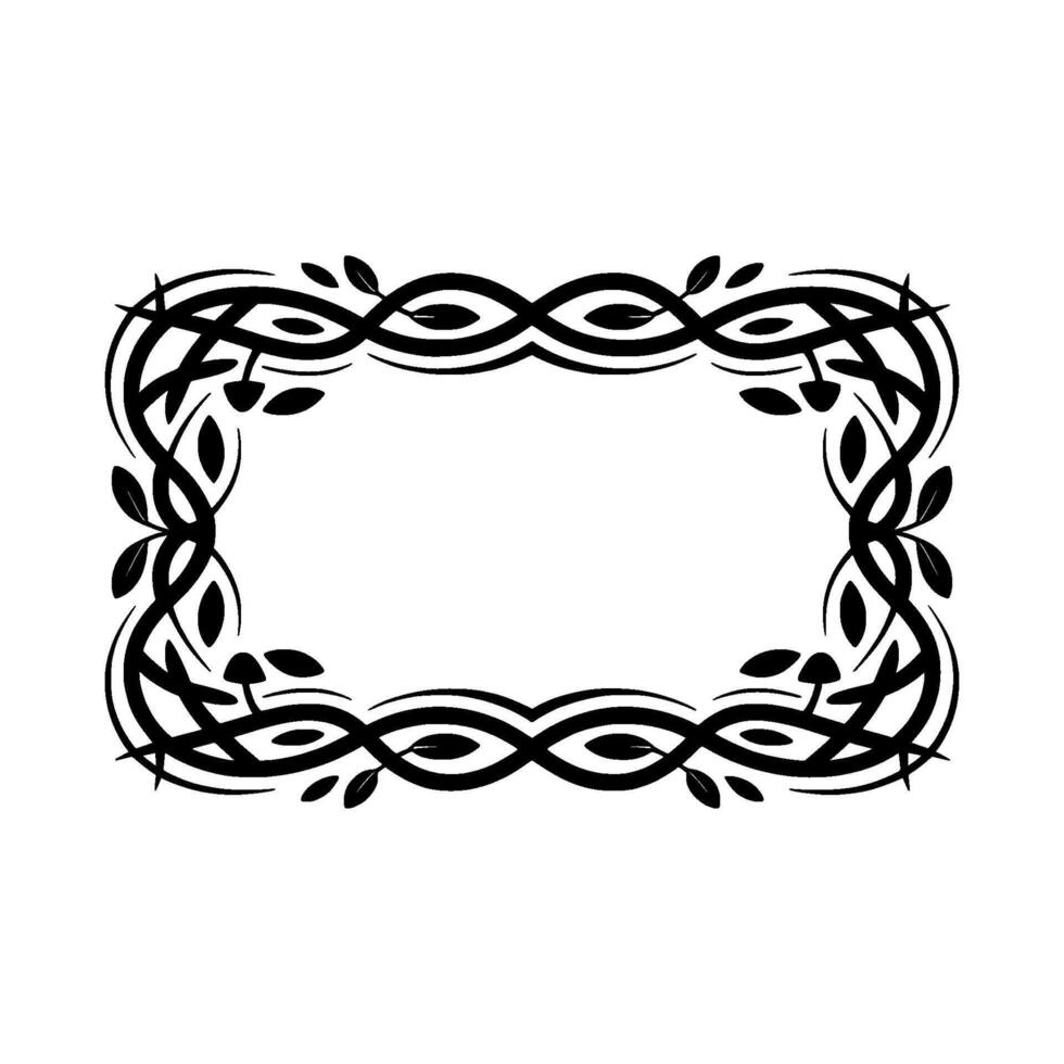Intricate Black Floral Frame, Elegant Border, Wreath vector