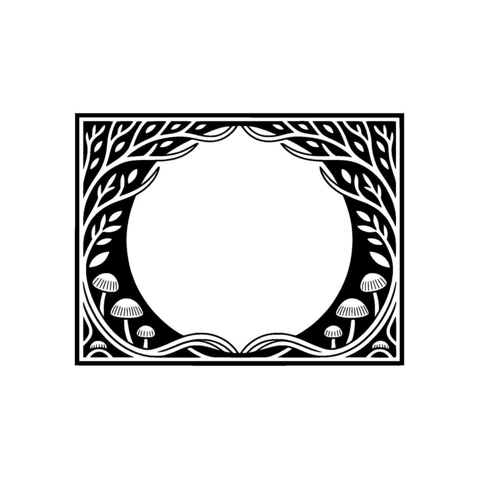 Botanical Frame, Elegant Ornament, Mystical Border, Vintage vector