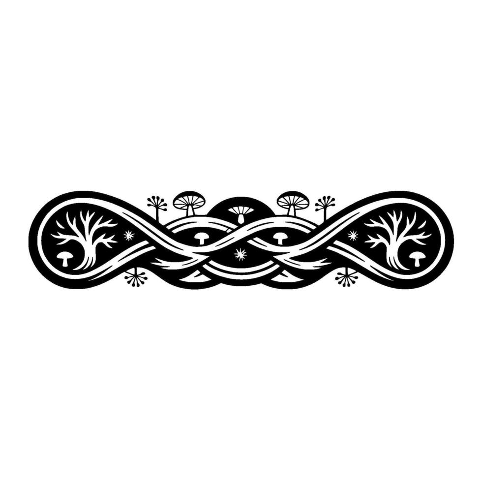 Woven Forest Emblem, Organic Border, Mythical Symbol vector