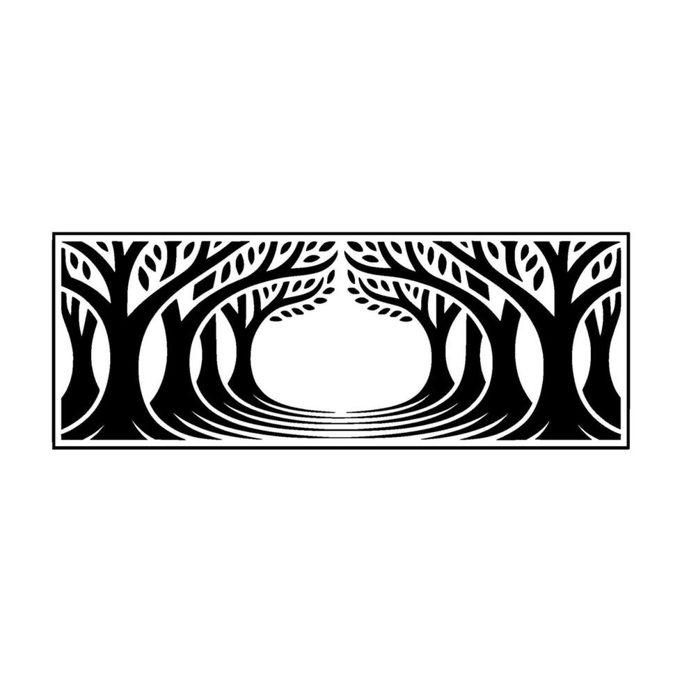 Stylized Tree Tunnel, Minimalist Woodland Path vector