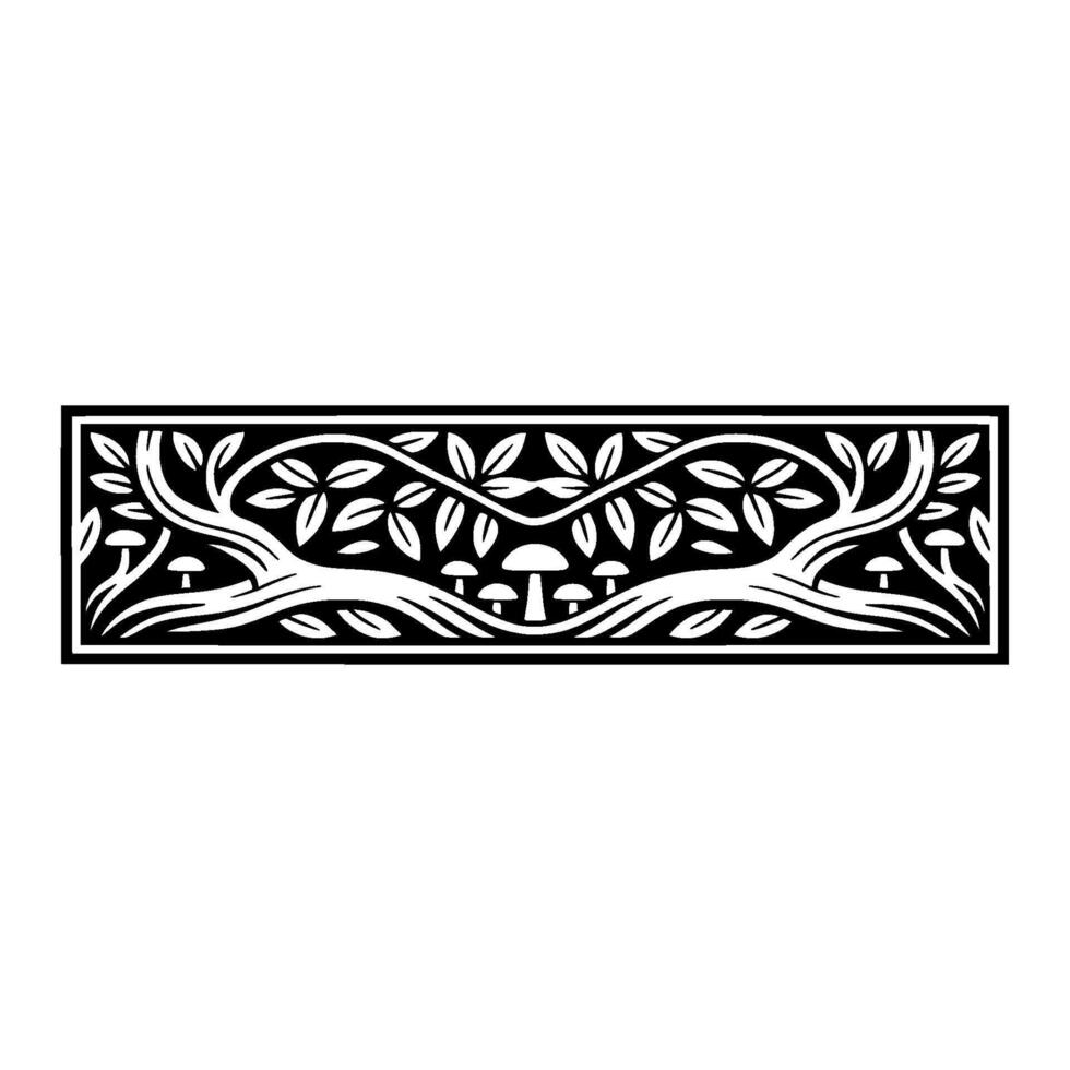 Botanical Emblem, Intricate Forest Border, Vintage Illustration vector