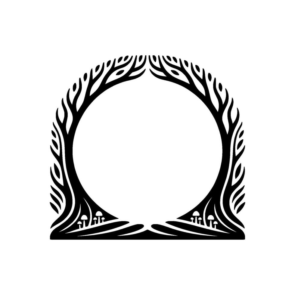 Mystical Forest Frame, Organic Ornamentation, Symbolic Border vector