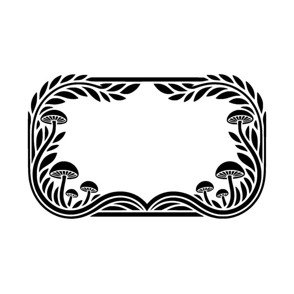 Art Nouveau Mushroom Frame, Botanical Border, Elegant vector