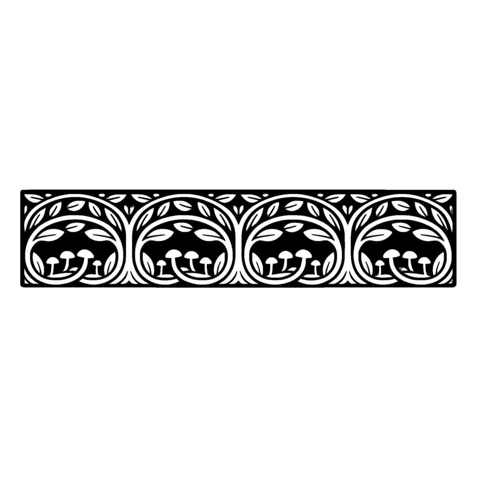 Art Nouveau Botanical Border, Elegant vector
