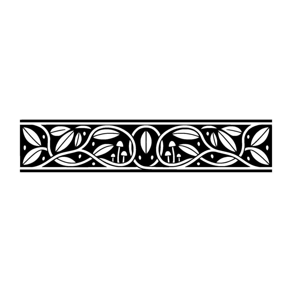 Stylized Botanical Border, Art Nouveau Inspired, Line art vector