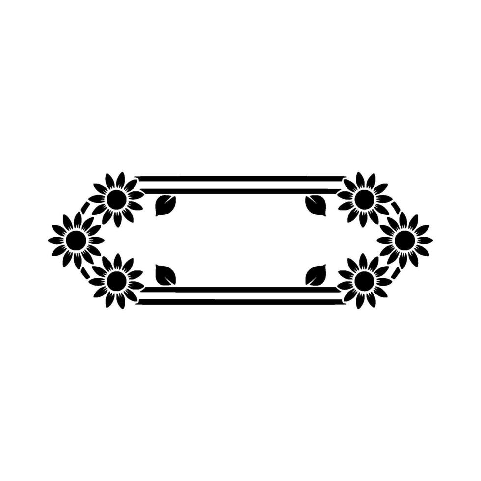 Floral Frame, Sunflower Border, Elegant, Minimalist Illustration vector