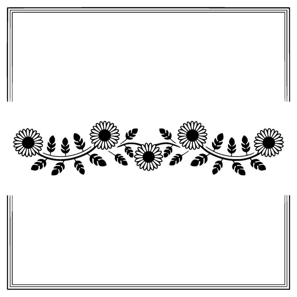 Elegant Sunflower Border, Vintage Botanical Illustration vector