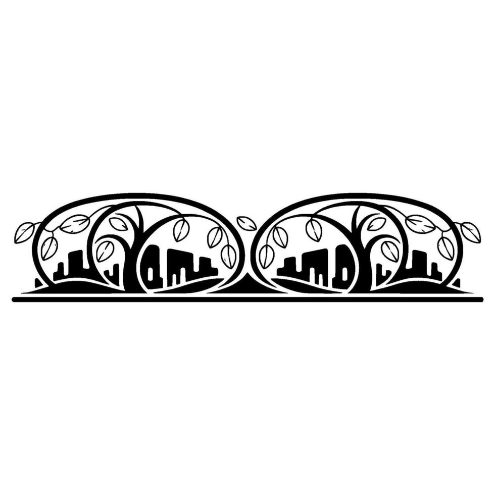 Art Nouveau Botanical Border, Elegant Ornamentation - Ornament vector
