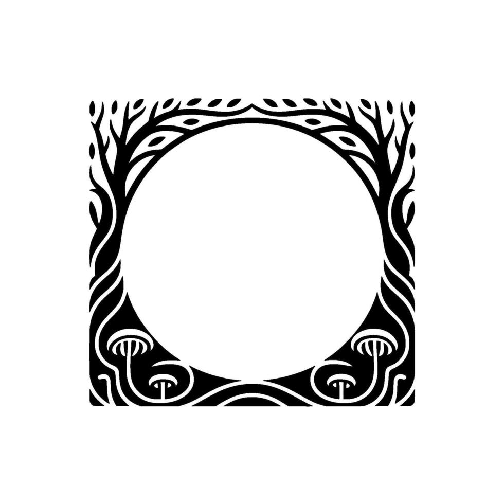 Organic Circle Frame, Art Nouveau Botanical vector