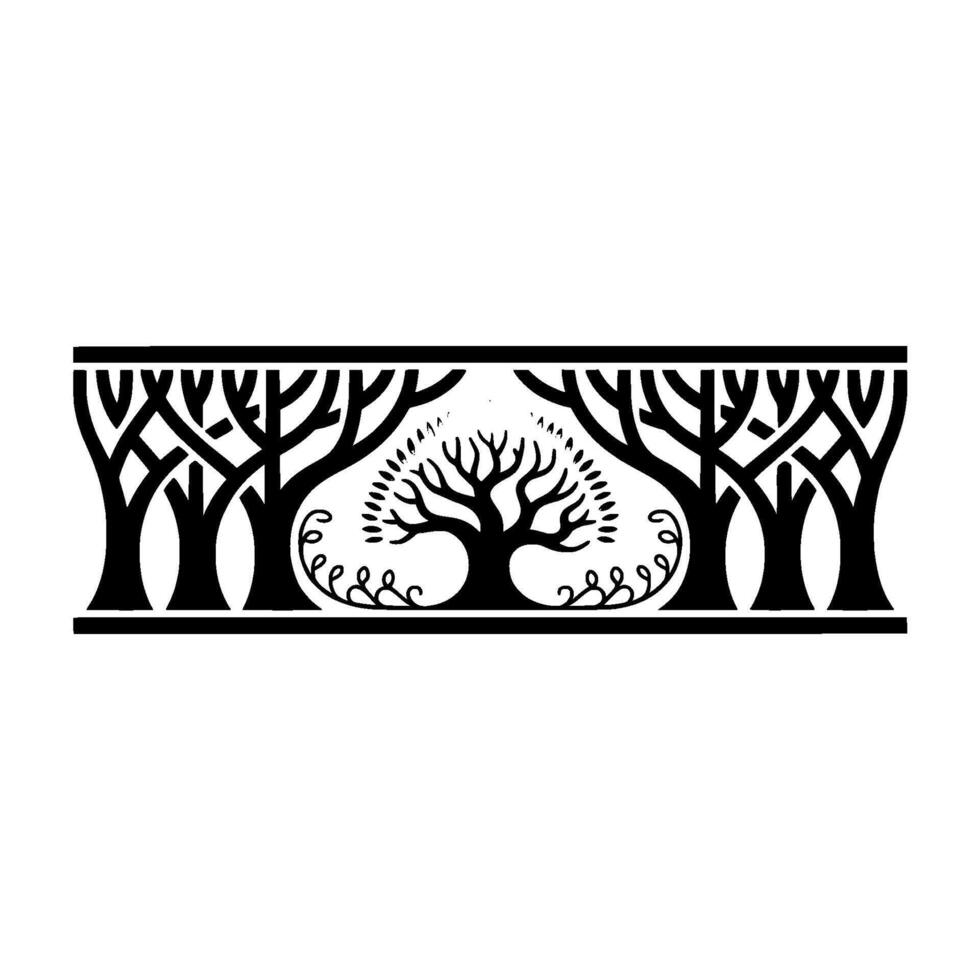 Art Deco Tree Border, Elegant Botanical vector