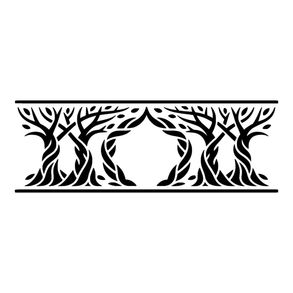 Stylized Tree Border, Vintage Illustration, Elegant vector