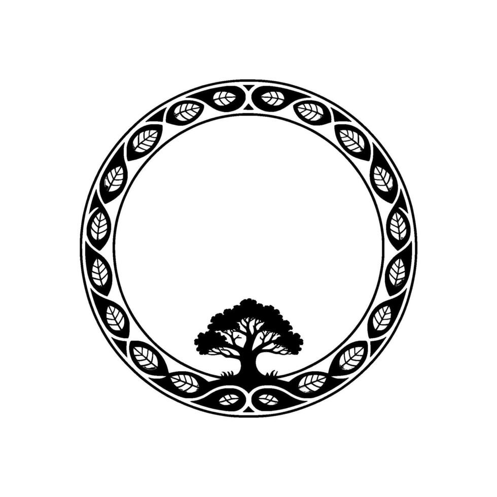 Circular Tree Emblem, Organic Growth, Symbolic, Circle vector