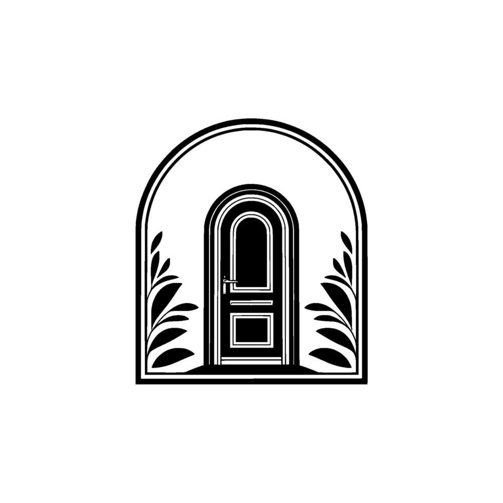 Elegant Archway Door Emblem, Vintage Style vector