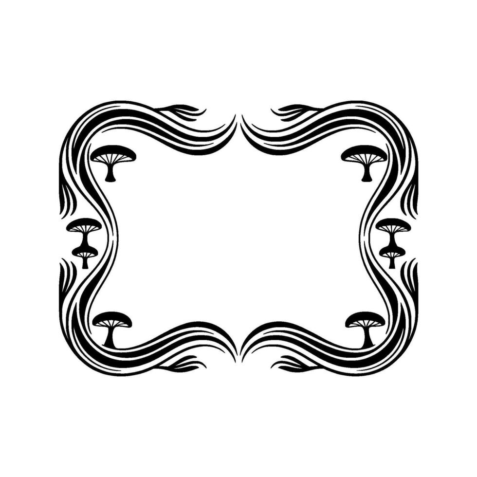 Elegant Mushroom Frame, Art Nouveau Botanical Border vector