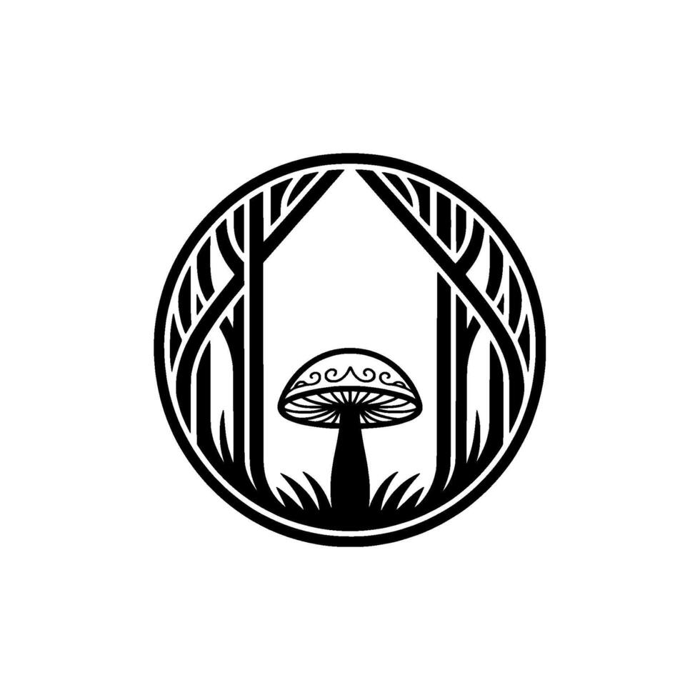 Mystical Forest Emblem Mushroom Archway vector