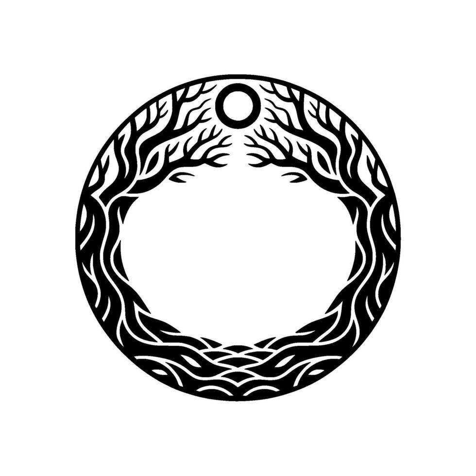Circular Tree of Life Emblem, Mystical Symbol vector