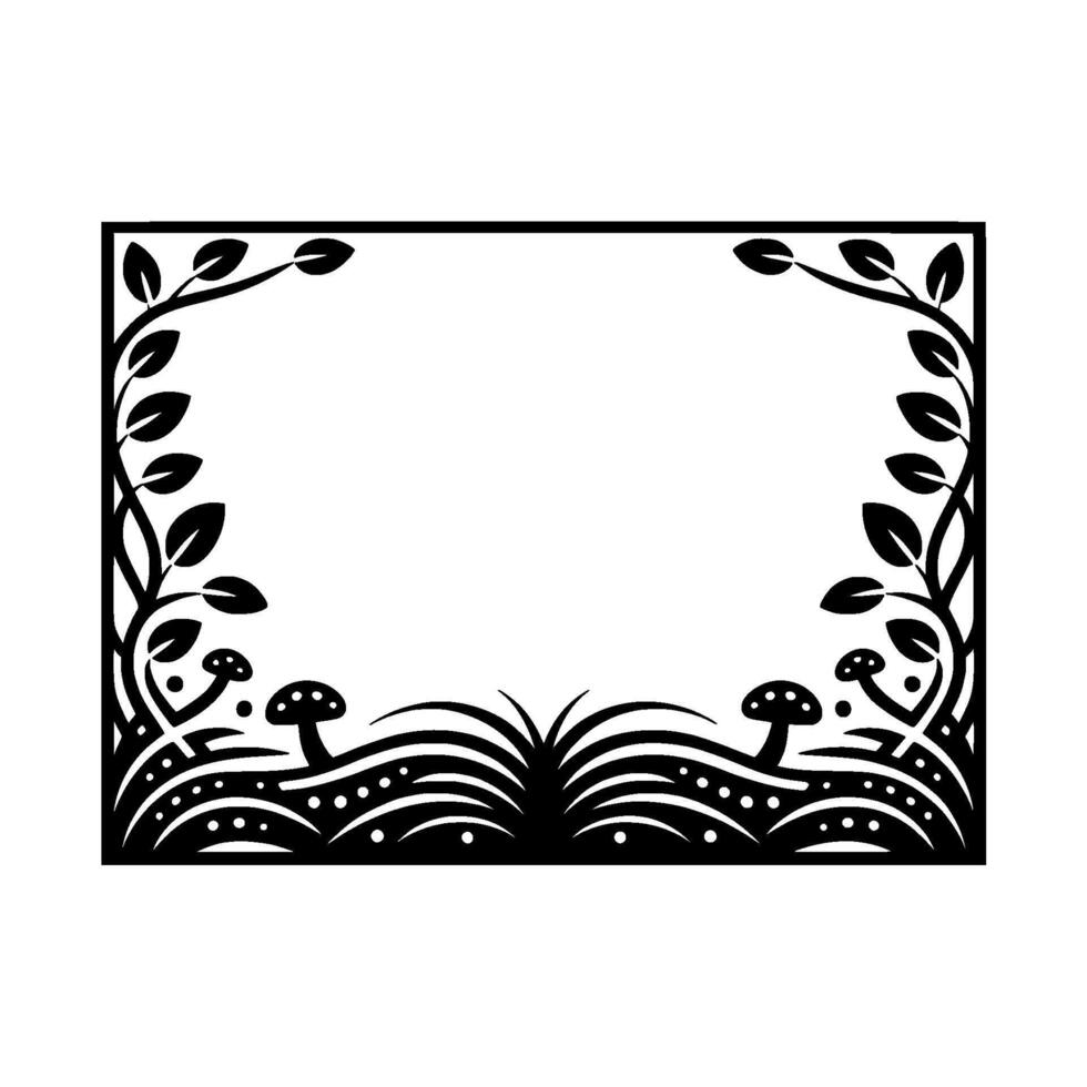 Botanical Frame, Woodland Silhouette, Elegant Border vector