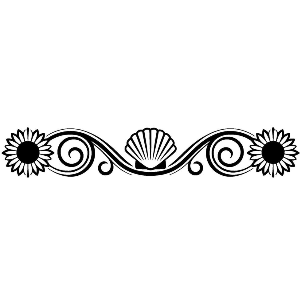 Elegant Floral Border Seashell Sunflower vector