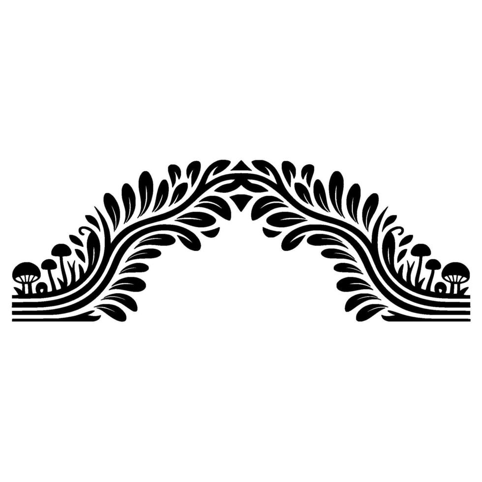 Stylized Mushroom Arch Elegant Botanical Border vector