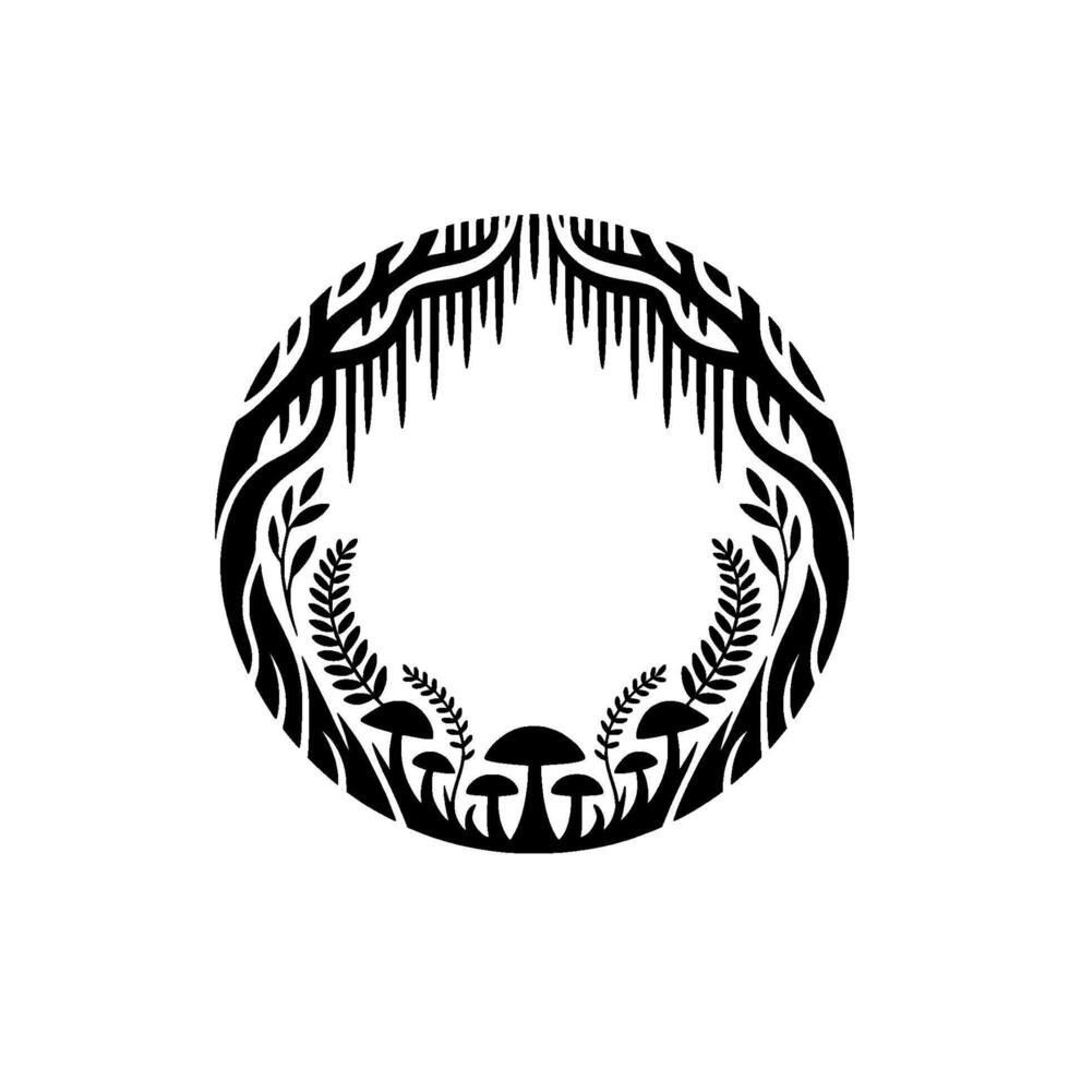 Tribal Forest Emblem, Organic Circle, Mystical Symbol vector