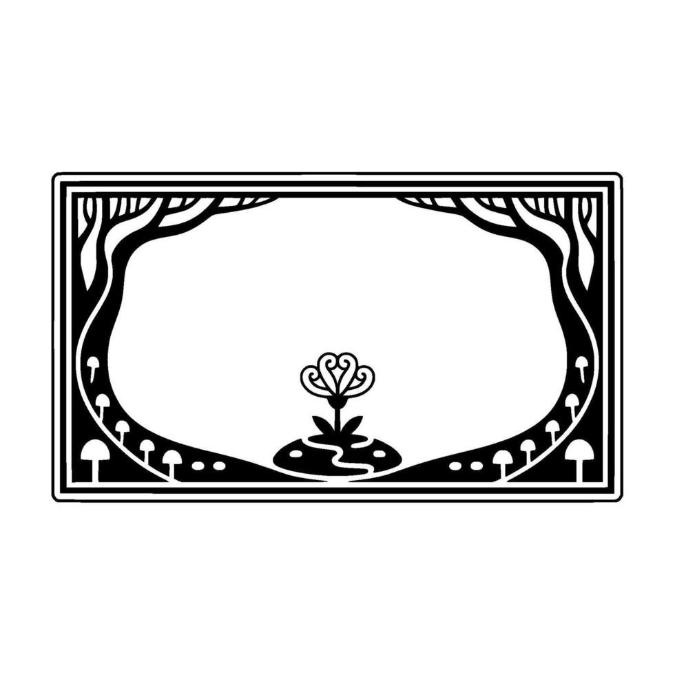 Art Nouveau Botanical Frame, Serene Growth vector