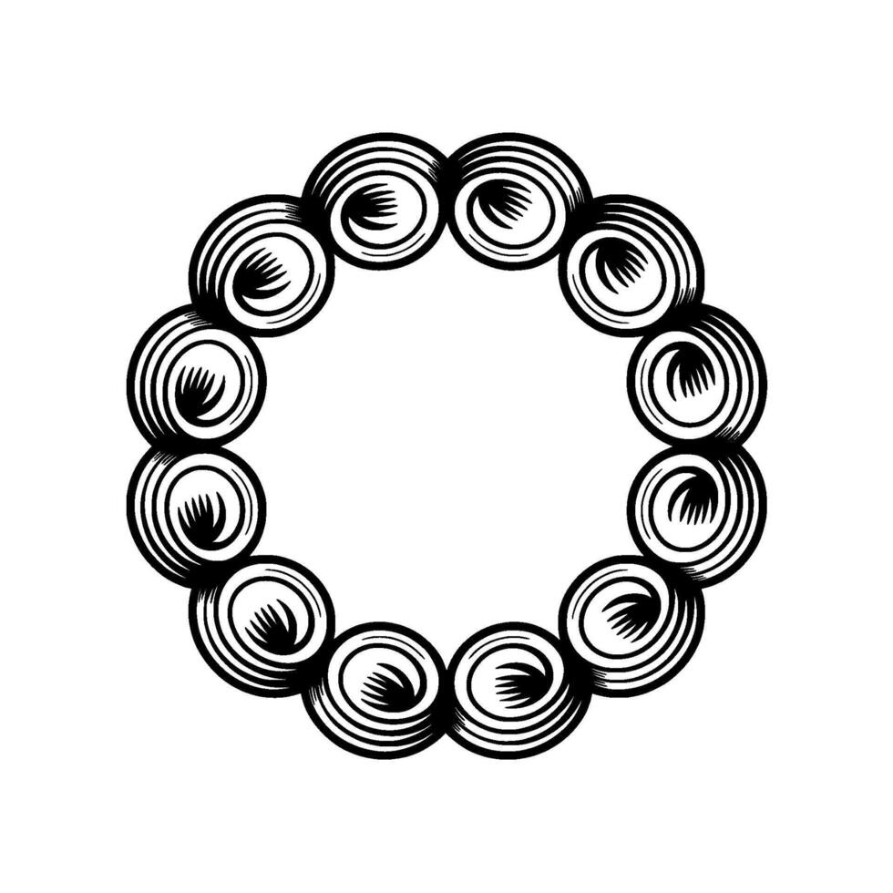 Circular Spiral Pattern, Minimalist, Textured Ornament vector