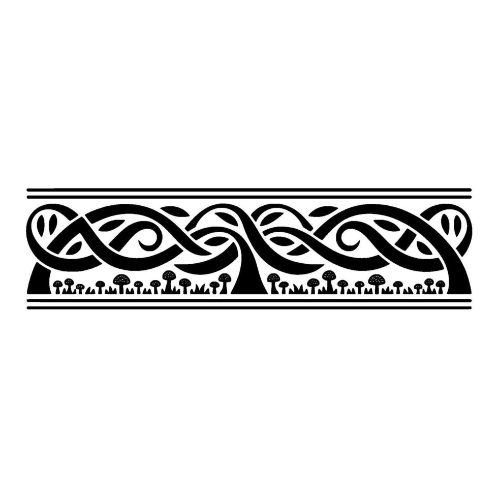 Intricate Celtic Border, Stylized Mushroom Motif, Ornamentation vector