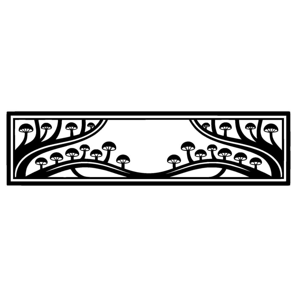Stylized Mushroom Border, Art Nouveau Inspired - Line art vector