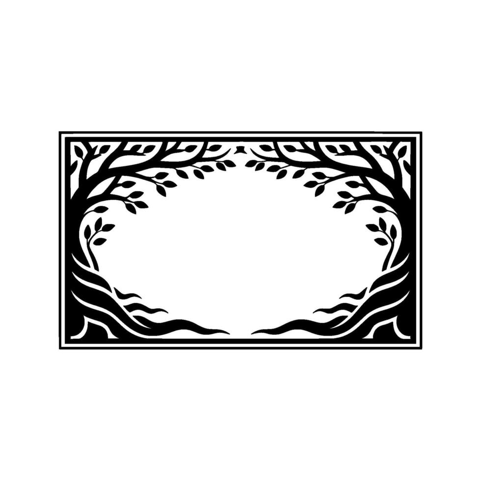 Stylized Tree Frame, Minimalist Botanical, Foliage vector