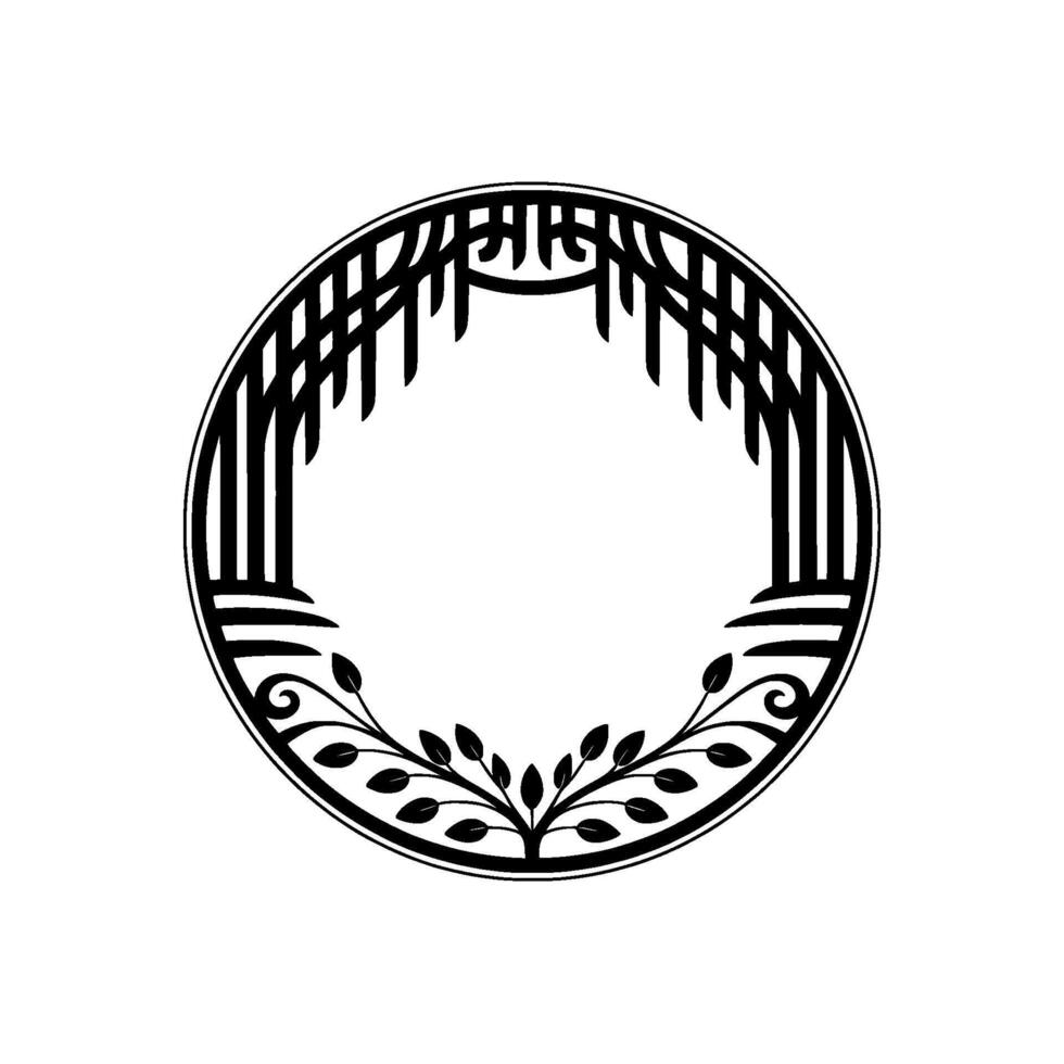 Ornate Circular Emblem, Vintage Botanical vector
