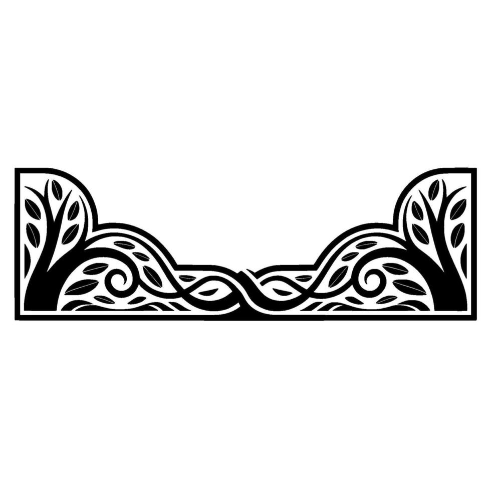 Stylized Tree Border, Vintage Botanical Illustration - Decorative vector