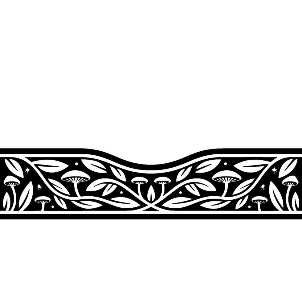 Stylized Mushroom Border, Art Deco Inspired, Vintage vector