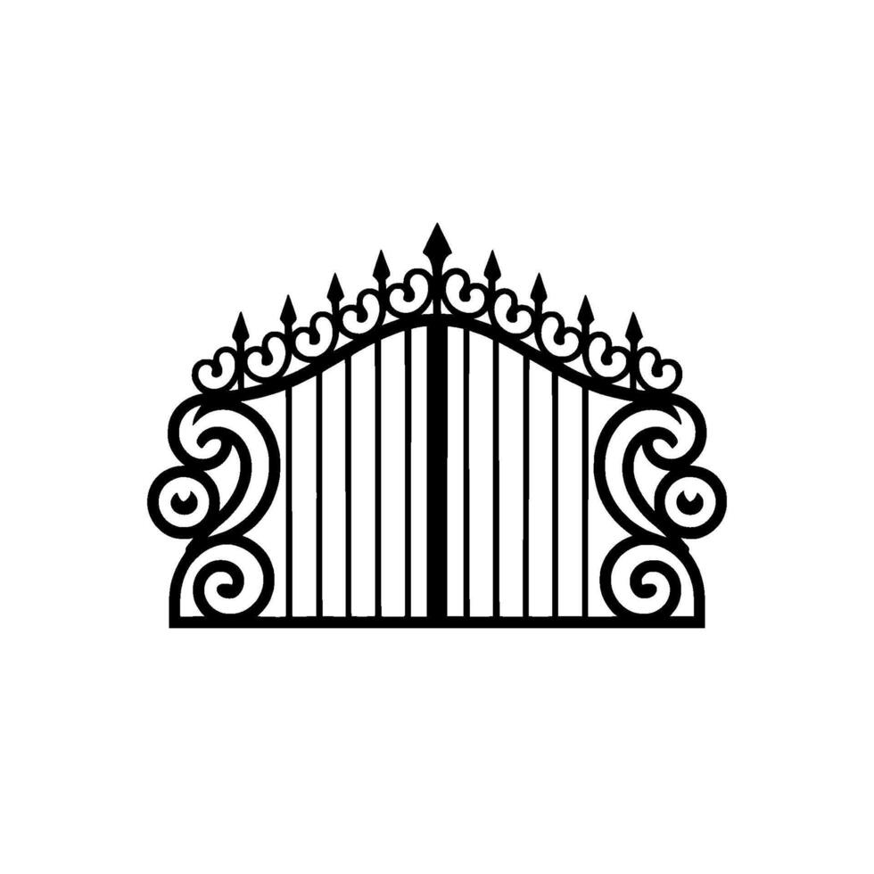 Elegant Black Iron Gate, Symbolic Threshold vector
