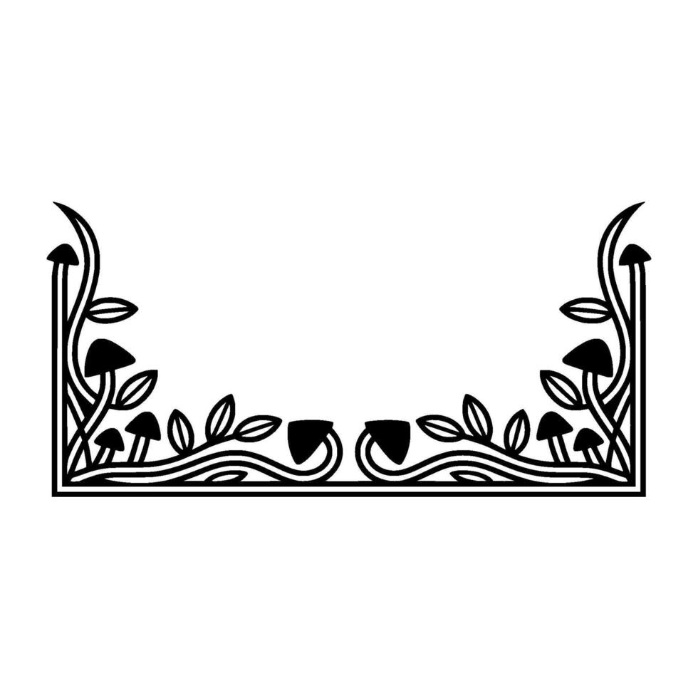 Art Nouveau Mushroom Border, Elegant Botanical Frame vector